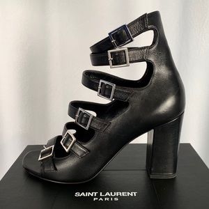 Saint Laurent 90MM Multi Buckle Leather Sandal